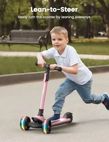 Besrey Kick Scooter for Kids Ages 3-10, 3-Wheel Folding Scooter with Adjustable Height, LED Light Wheels, Extra Wide Deck for Outdoor Activities - 6