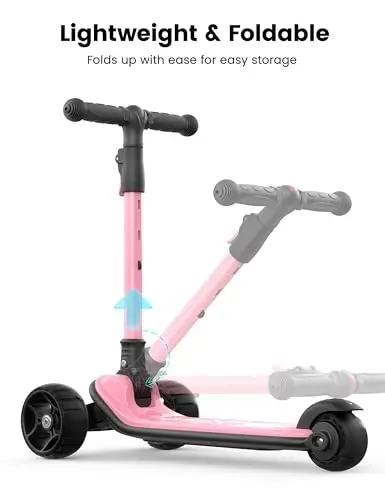 Besrey Kick Scooter for Kids Ages 3-10, 3-Wheel Folding Scooter with Adjustable Height, LED Light Wheels, Extra Wide Deck for Outdoor Activities - 4