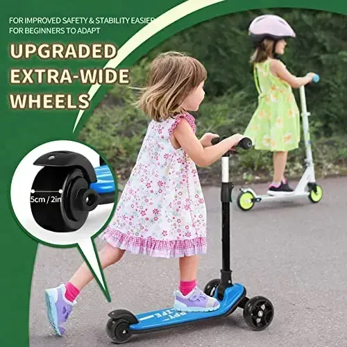 Besrey Kick Scooter for Kids Ages 3-10, 3 Wheel Scooter for Kids with Adjustable Height, Folding Kids Scooter with LED Light Wheels Rear Brak Extra Wide Deck Outdoor Activities for Boys/Girls - 5