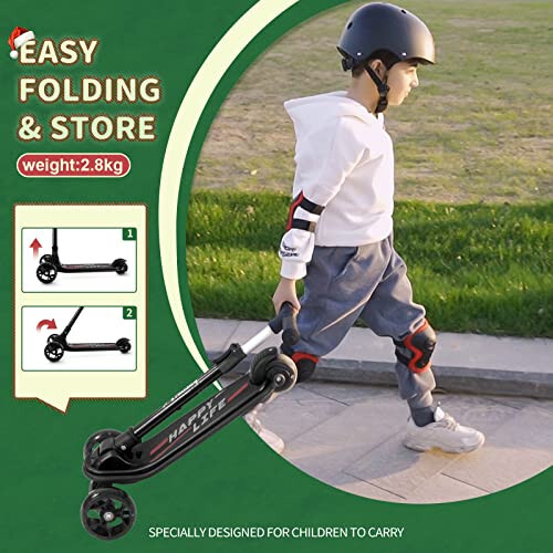 Besrey Kick Scooter for Kids Ages 3-10, 3 Wheel Scooter for Kids with Adjustable Height, Folding Kids Scooter with LED Light Wheels Rear Brak Extra Wide Deck Outdoor Activities for Boys/Girls - 5