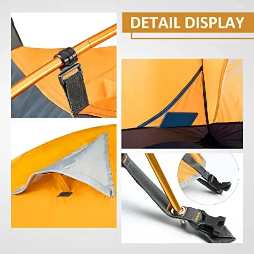 Bessport Camping Tent 1/2 Person Tent Waterproof Two Doors Backpacking Tent Easy Setup Lightweight for Outdoor, Hiking Mountaineering Travel - 3