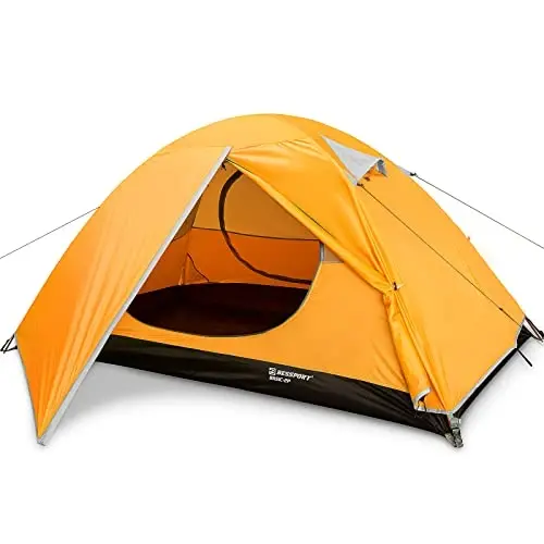 Bessport Camping Tent 1/2 Person Tent Waterproof Two Doors Backpacking Tent Easy Setup Lightweight for Outdoor, Hiking Mountaineering Travel - BESSPORT