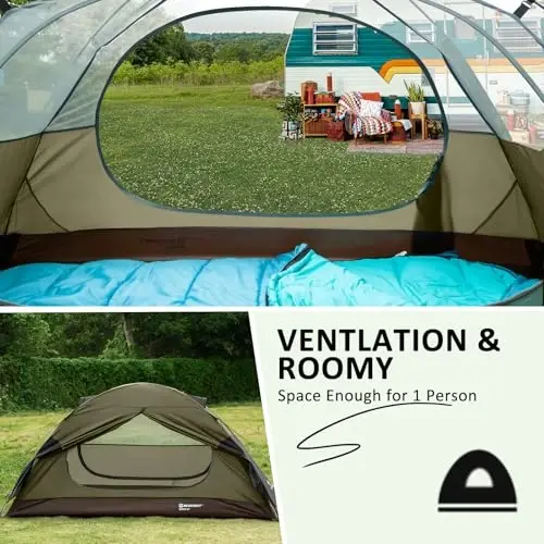 Bessport Camping Tent 1/2 Person Tent Waterproof Two Doors Backpacking Tent Easy Setup Lightweight for Outdoor, Hiking Mountaineering Travel - 4