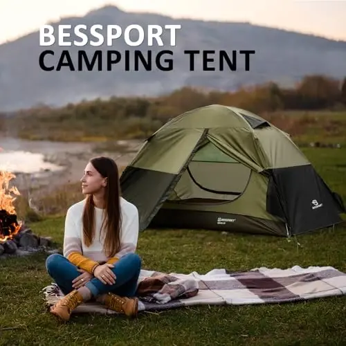 Bessport Camping Tent 1/2 Person Tent Waterproof Two Doors Backpacking Tent Easy Setup Lightweight for Outdoor, Hiking Mountaineering Travel - 6