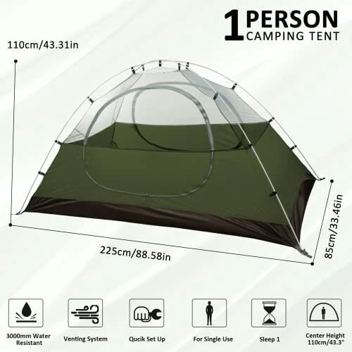 Bessport Camping Tent 1/2/3/4 Person Tent Waterproof Two Doors Backpacking Tent Easy Setup Lightweight for Outdoor, Hiking Mountaineering Travel - Bessport (1)