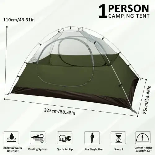 Bessport Camping Tent 1/2/3/4 Person Tent Waterproof Two Doors Backpacking Tent Easy Setup Lightweight for Outdoor, Hiking Mountaineering Travel - 2