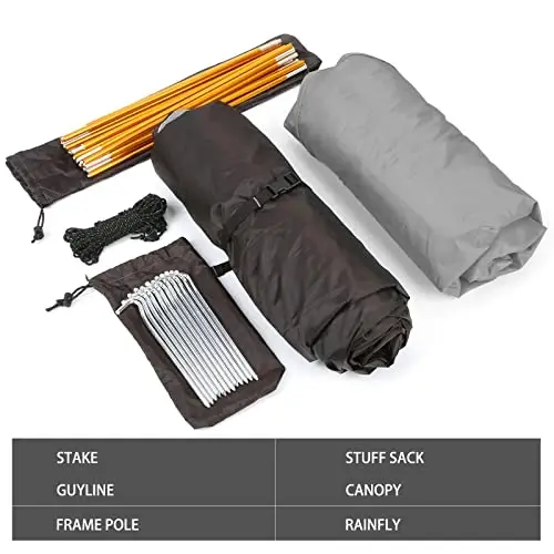 Bessport Camping Tent 1/2/3/4 Person Tent Waterproof Two Doors Backpacking Tent Easy Setup Lightweight for Outdoor, Hiking Mountaineering Travel - 6