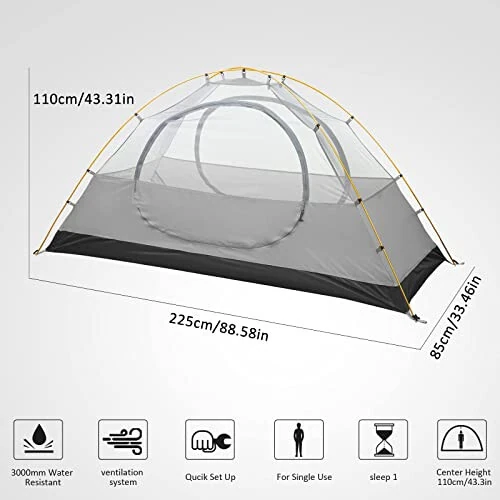 Bessport Camping Tent 1/2/3/4 Person Tent Waterproof Two Doors Backpacking Tent Easy Setup Lightweight for Outdoor, Hiking Mountaineering Travel - 9