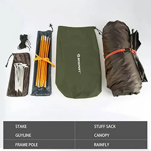 Bessport Camping Tent 1/2/3/4 Person Tent Waterproof Two Doors Backpacking Tent Easy Setup Lightweight for Outdoor, Hiking Mountaineering Travel - 13