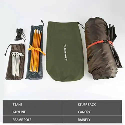 Bessport Camping Tent 1/2/3/4 Person Tent Waterproof Two Doors Backpacking Tent Easy Setup Lightweight for Outdoor, Hiking Mountaineering Travel - 6