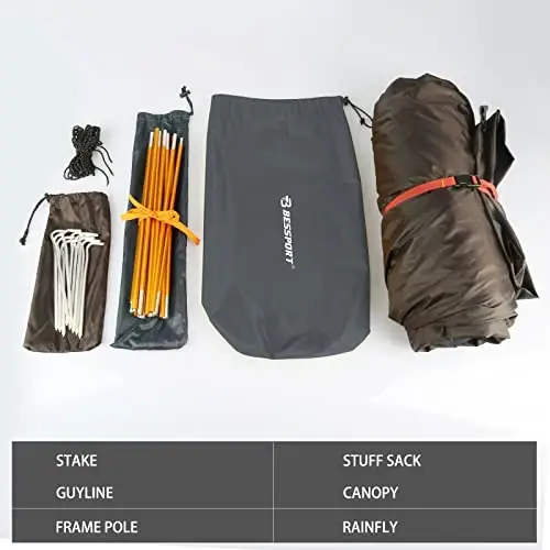 Bessport Camping Tent 1/2/3/4 Person Tent Waterproof Two Doors Backpacking Tent Easy Setup Lightweight for Outdoor, Hiking Mountaineering Travel - 6