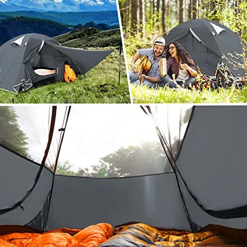 Bessport Camping Tent 1/2/3/4 Person Tent Waterproof Two Doors Backpacking Tent Easy Setup Lightweight for Outdoor, Hiking Mountaineering Travel - 12