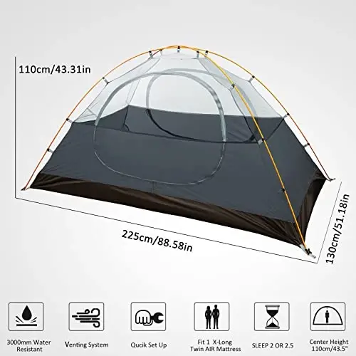 Bessport Camping Tent 1/2/3/4 Person Tent Waterproof Two Doors Backpacking Tent Easy Setup Lightweight for Outdoor, Hiking Mountaineering Travel - BESSPORT (1)