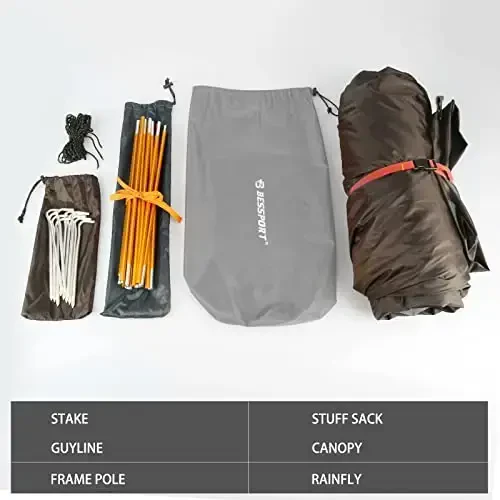 Bessport Camping Tent 1/2 Person Tent Waterproof Two Doors Backpacking Tent Easy Setup Lightweight for Outdoor, Hiking Mountaineering Travel - 6
