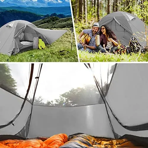 Bessport Camping Tent 1/2 Person Tent Waterproof Two Doors Backpacking Tent Easy Setup Lightweight for Outdoor, Hiking Mountaineering Travel - 5