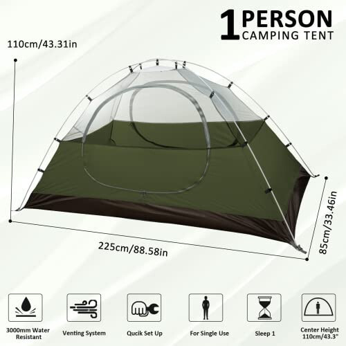 Bessport Camping Tent 1/2 Person Tent Waterproof Two Doors Backpacking Tent Easy Setup Lightweight for Outdoor, Hiking Mountaineering Travel - Bessport (1)