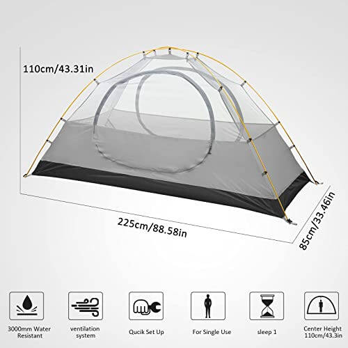 Bessport Camping Tent 1/2 Person Tent Waterproof Two Doors Backpacking Tent Easy Setup Lightweight for Outdoor, Hiking Mountaineering Travel - 9