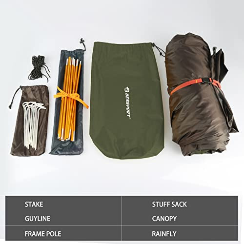 Bessport Camping Tent 1/2 Person Tent Waterproof Two Doors Backpacking Tent Easy Setup Lightweight for Outdoor, Hiking Mountaineering Travel - 6