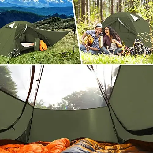Bessport Camping Tent 1/2 Person Tent Waterproof Two Doors Backpacking Tent Easy Setup Lightweight for Outdoor, Hiking Mountaineering Travel - 5