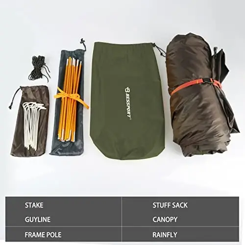 Bessport Camping Tent 1/2 Person Tent Waterproof Two Doors Backpacking Tent Easy Setup Lightweight for Outdoor, Hiking Mountaineering Travel - 6