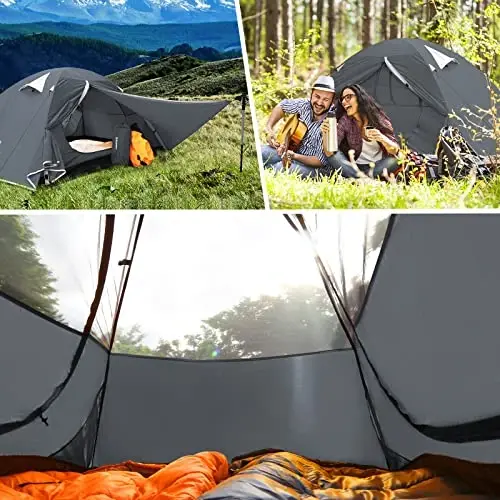 Bessport Camping Tent 1/2 Person Tent Waterproof Two Doors Backpacking Tent Easy Setup Lightweight for Outdoor, Hiking Mountaineering Travel - 5