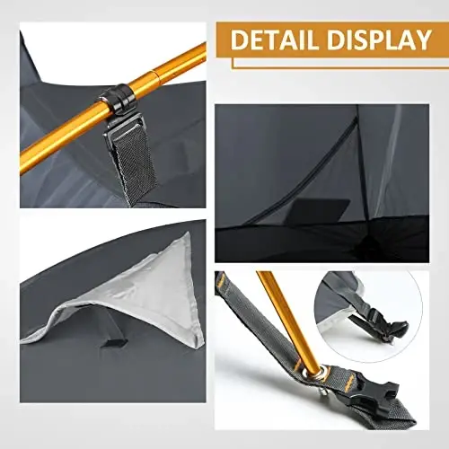 Bessport Camping Tent 1/2 Person Tent Waterproof Two Doors Backpacking Tent Easy Setup Lightweight for Outdoor, Hiking Mountaineering Travel - 3