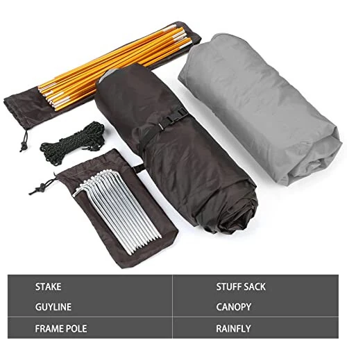 Bessport Kamp Chodiri 1/2/3/4 Kishilik Su O'tkazmaydigan Ikki Eshikly Backpack Chodiri Oson O'rnatish Yengil Tashqi, Piyoda Sayohat, Tog'a Chiqish Sayohati Uchun - 13