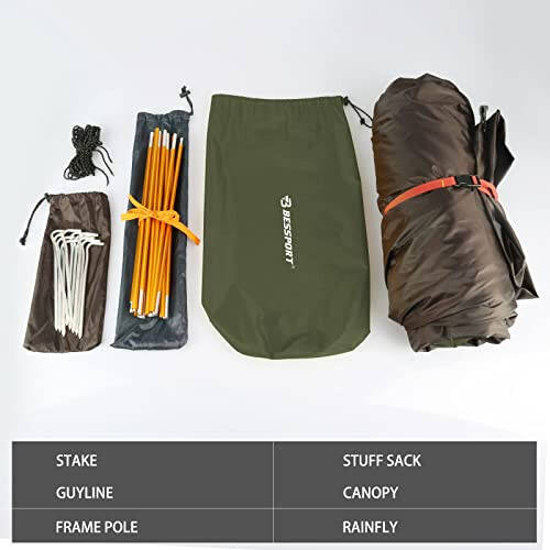 Bessport Lager Chodiri 1/2/3/4 Kishilik Su O'tkazmaydigan Ikki Eshik Orqa Cho'ntagi Chodiri Oson O'rnatish Yengil Tashqi, Piyoda Sayohat, Tog'a Chiqish Sayohat Uchun - 13