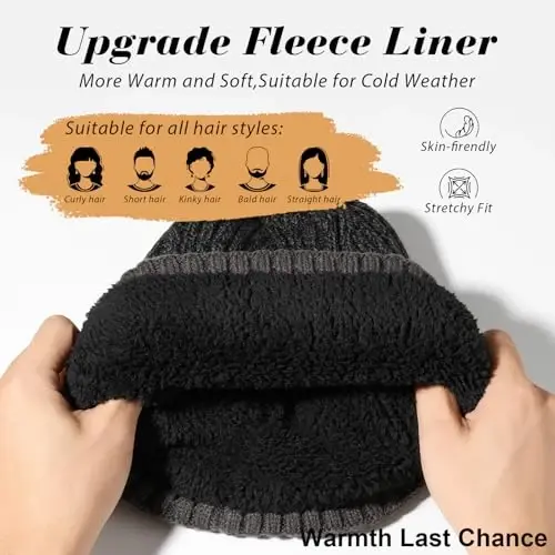 BESSTEVEN Winter Beanie Hat for Men Women: Warm Fleece Lined Beanie Knit Ski Stocking Cap Cuffed Cap for Cold Weather Running - BESSTEVEN