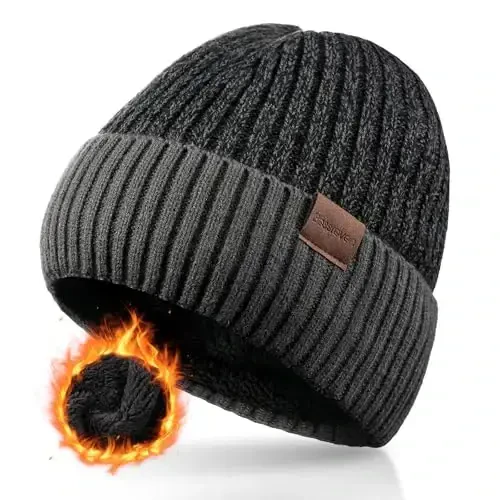 BESSTEVEN Winter Beanie Hat for Men: Warm Thick Knit Beanie Winter Thermal Skull Cap with Fleece Lined Men Women Cuffed Cap - 1