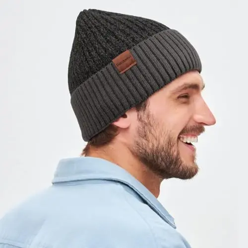 BESSTEVEN Winter Beanie Hat for Men: Warm Thick Knit Beanie Winter Thermal Skull Cap with Fleece Lined Men Women Cuffed Cap - 3