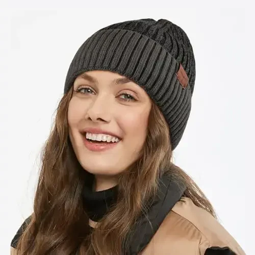 BESSTEVEN Winter Beanie Hat for Men: Warm Thick Knit Beanie Winter Thermal Skull Cap with Fleece Lined Men Women Cuffed Cap - 4