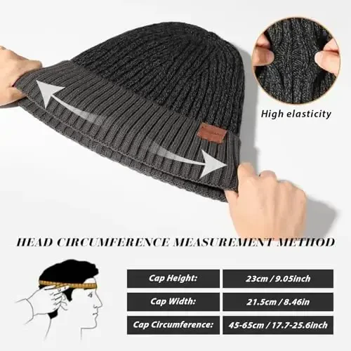 BESSTEVEN Winter Beanie Hat for Men: Warm Thick Knit Beanie Winter Thermal Skull Cap with Fleece Lined Men Women Cuffed Cap - 6