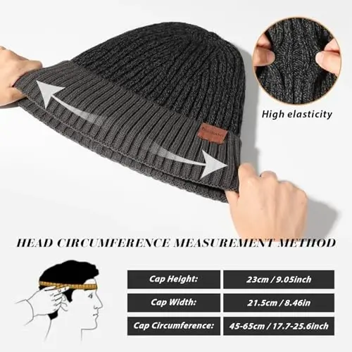 BESSTEVEN Winter Beanie Hat for Men: Warm Thick Knit Beanie Winter Thermal Skull Cap with Fleece Lined Men Women Cuffed Cap - 6