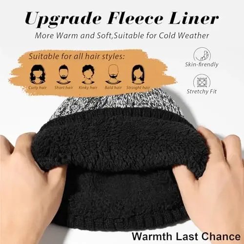 BESSTEVEN Winter Beanie Hat for Men: Warm Thick Knit Beanie Winter Thermal Skull Cap with Fleece Lined Men Women Cuffed Cap - 1