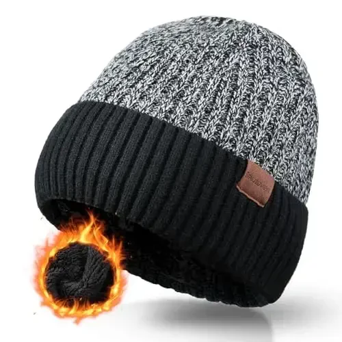BESSTEVEN Winter Beanie Hat for Men: Warm Thick Knit Beanie Winter Thermal Skull Cap with Fleece Lined Men Women Cuffed Cap - 1