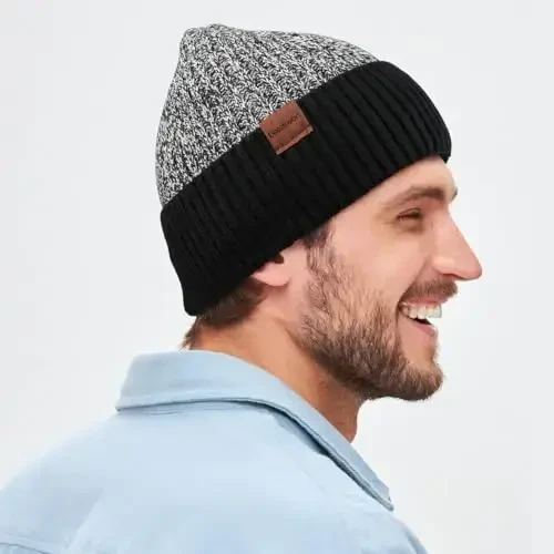 BESSTEVEN Winter Beanie Hat for Men: Warm Thick Knit Beanie Winter Thermal Skull Cap with Fleece Lined Men Women Cuffed Cap - 4