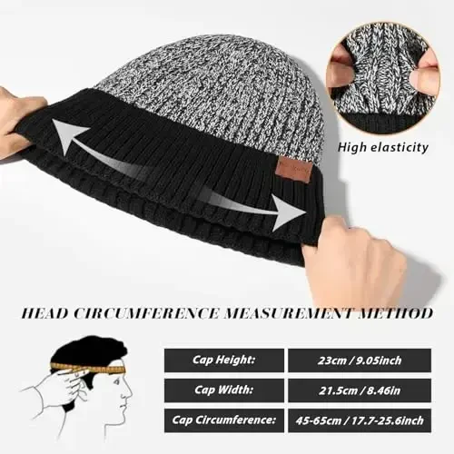 BESSTEVEN Winter Beanie Hat for Men: Warm Thick Knit Beanie Winter Thermal Skull Cap with Fleece Lined Men Women Cuffed Cap - 6