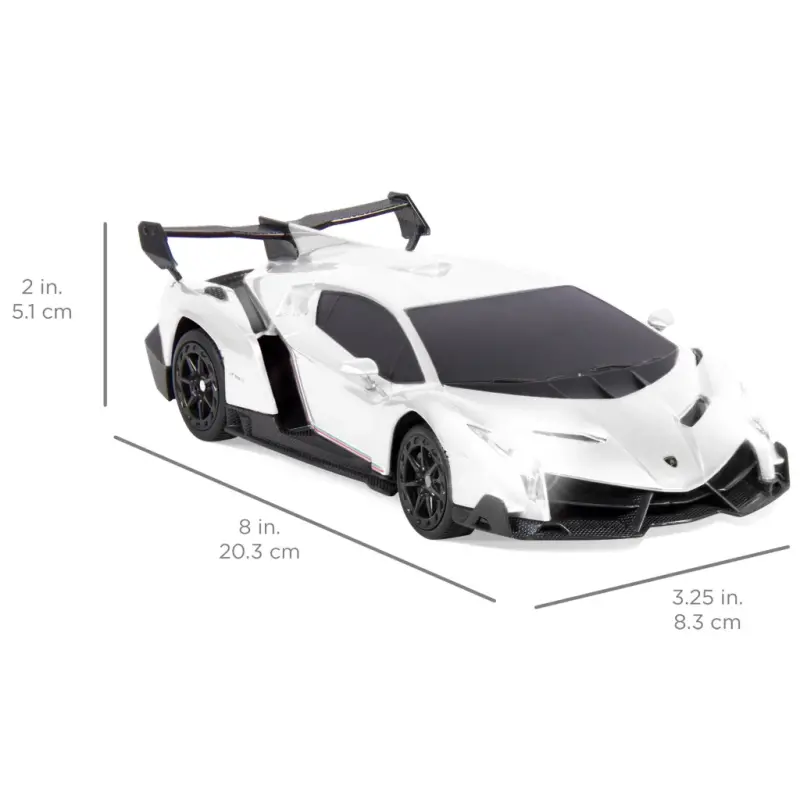 Best Choice Products 1/24 litsenziyalangan RC Lamborghini Veneno Sport poygasi mashinasi 2.4GHz masofadan boshqarish pulti bilan - Oq - 5