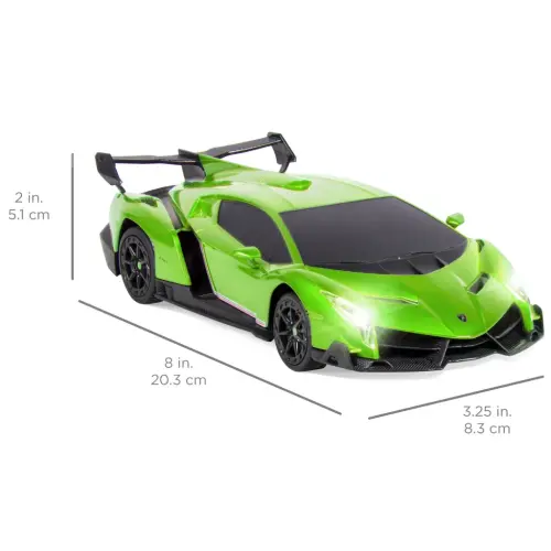 Best Choice Products 1/24 litsenziyalangan RC Lamborghini Veneno Sport poygasi mashinasi 2.4GHz masofadan boshqarish pulti bilan - yashil rang - 5