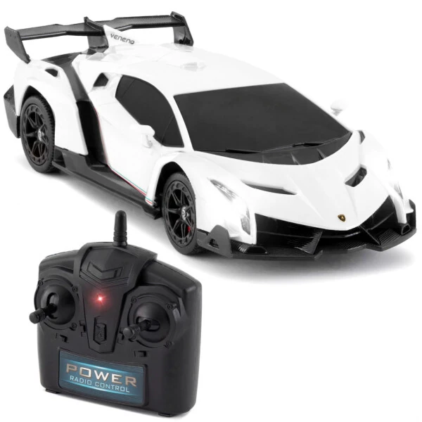 Best Choice Products 1/24 Officially Licensed RC Lamborghini Veneno Sport Racing Car w/ 2.4GHz Remote Control - White - BEST CHOICE PRODUCTS