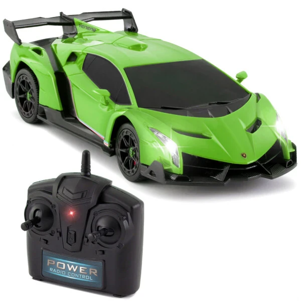 Best Choice Products 1/24 Officially Licensed RC Lamborghini Veneno Sport Racing Car w/ 2.4GHz Remote Control - Lime Green - BEST CHOICE PRODUCTS