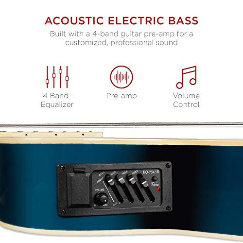 Best Choice Products Acoustic Electric Bass Guitar - Full Size, 4 String, Fretted Bass Guitar - Blue - 2