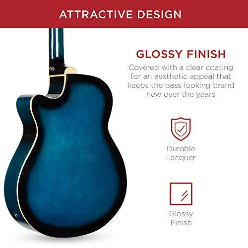 Best Choice Products Acoustic Electric Bass Guitar - Full Size, 4 String, Fretted Bass Guitar - Blue - 4