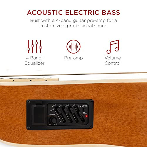 Best Choice Products Acoustic Electric Bass Guitar - Full Size, 4 String, Fretted Bass Guitar - Natural - 2