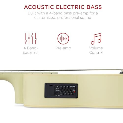 Best Choice Products Acoustic Electric Bass Guitar, Full Size 4 String, Fretted Bass Guitar w/Padded Gig Bag - Cream White - 3