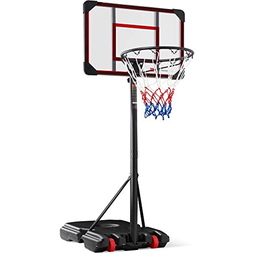 Best Choice Products Kids Height-Adjustable Basketball Hoop System, Portable Game w/ 2 Wheels, Square Backboard, Fillable Base, Weather-Resistant, Nylon Net, Adjusts from 70.5in to 82.3in - 1