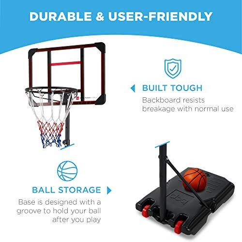 Best Choice Products Kids Height-Adjustable Basketball Hoop System, Portable Game w/ 2 Wheels, Square Backboard, Fillable Base, Weather-Resistant, Nylon Net, Adjusts from 70.5in to 82.3in - 10