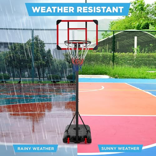 Best Choice Products Kids Height-Adjustable Basketball Hoop System, Portable Game w/ 2 Wheels, Square Backboard, Fillable Base, Weather-Resistant, Nylon Net, Adjusts from 70.5in to 82.3in - 4