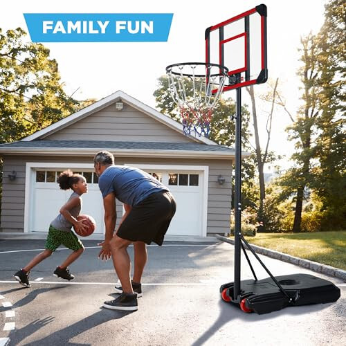 Best Choice Products Kids Height-Adjustable Basketball Hoop System, Portable Game w/ 2 Wheels, Square Backboard, Fillable Base, Weather-Resistant, Nylon Net, Adjusts from 70.5in to 82.3in - 6